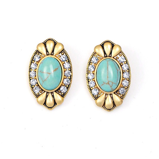 Retro Vintage Stone Crystal Stud Earrings Jewelry