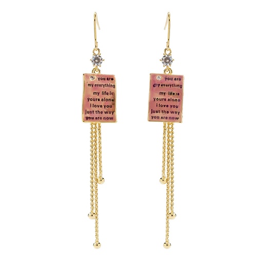 Crystal Rhinestone Letter Long Tassel Hook Earrings