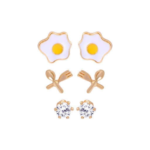 Flower Diamond 3 Pair Enamel Earrings Jewelry Stud Earrings