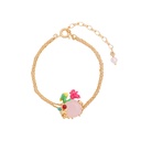 Pink Flower and Stone Enamel Bracelet