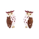 Brown Owl Enamel Stud Earrings Jewelry Gift