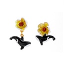 Killer Whale Flower Asymmetrical Enamel Earrings