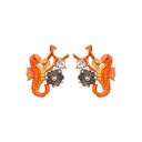 Hippocampus Enamel Earrings Jewelry Stud Clip Earrings