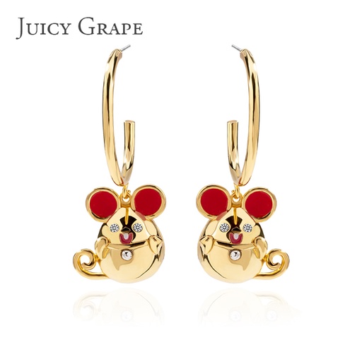 Red Mouse Earring for Chinese Zodiac Mouse Year 2020 Pure Silver Stud Earring