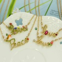 Love Flower And Crystal Enamel Necklace