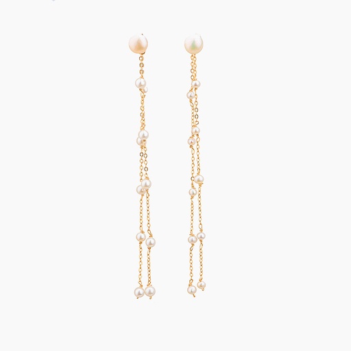 Freshwater Pearl Long Tassel Bridesmaid Wedding Stud Earrings