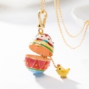 Yellow Chick Inside Easter Eggs Enamel Pendant