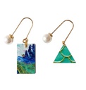 Landscape and Pavilion Painting Asymmetrical Earrings