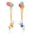 Cute Rabbit With Balloon Tassel Enamel Earrings